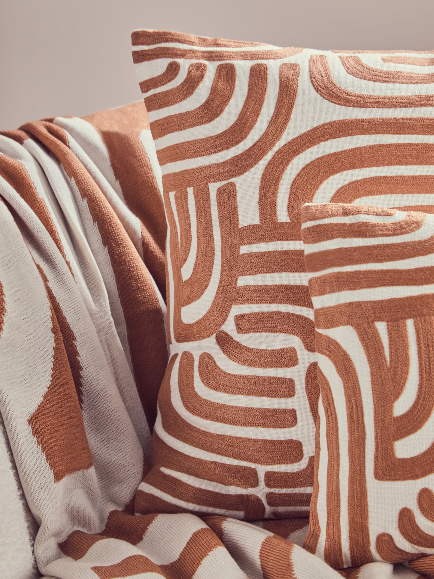The Edit Natural Terracotta Abstract Throw