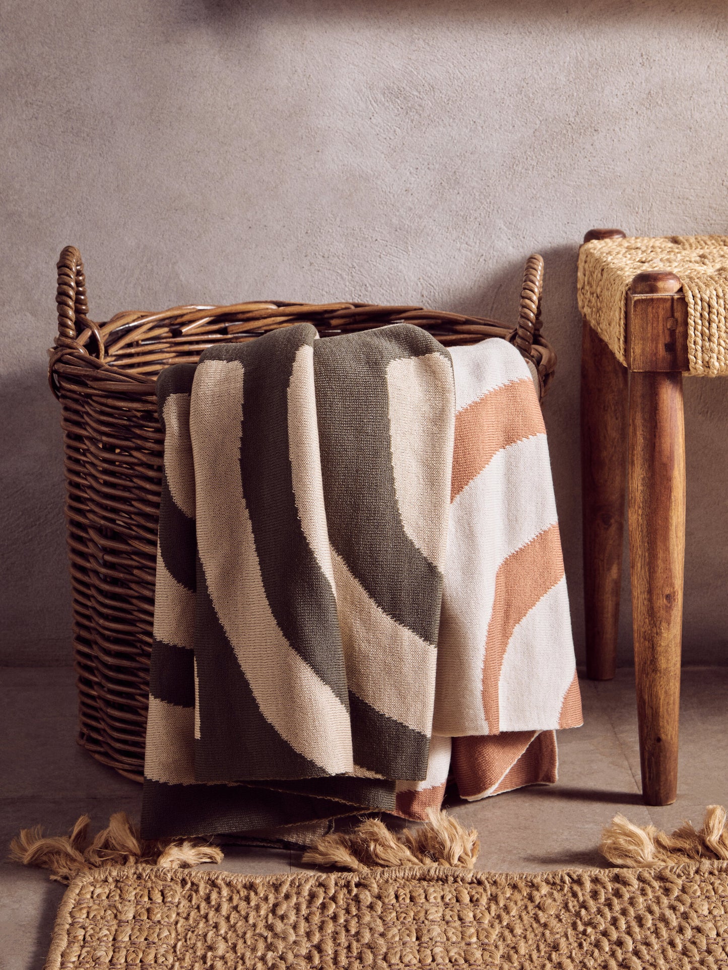 The Edit Natural Terracotta Abstract Throw