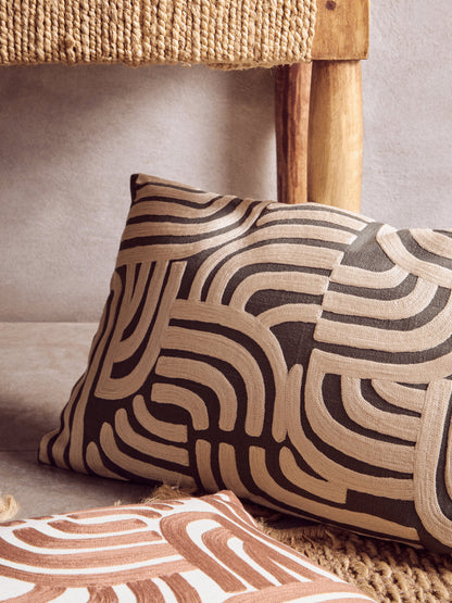 Nomad Ozella Natural and Green Rectangular Cushion