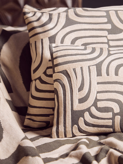 Nomad Ozella Natural and Green Rectangular Cushion | Bali & Blue