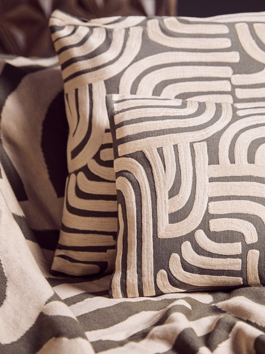 Nomad Ozella Natural and Green Rectangular Cushion | Bali & Blue