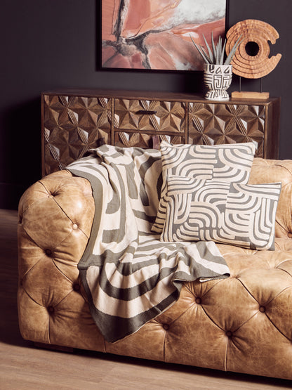 The Edit Natural Green Abstract Throw