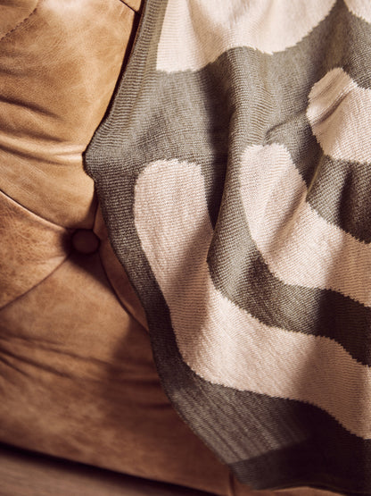 The Edit Natural Green Abstract Throw | Bali & Blue
