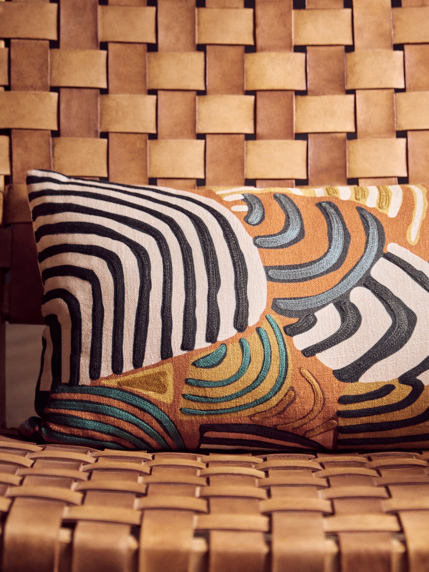 Nomad Ozella Multicolour Abstract Swirl Rectangular Cushion