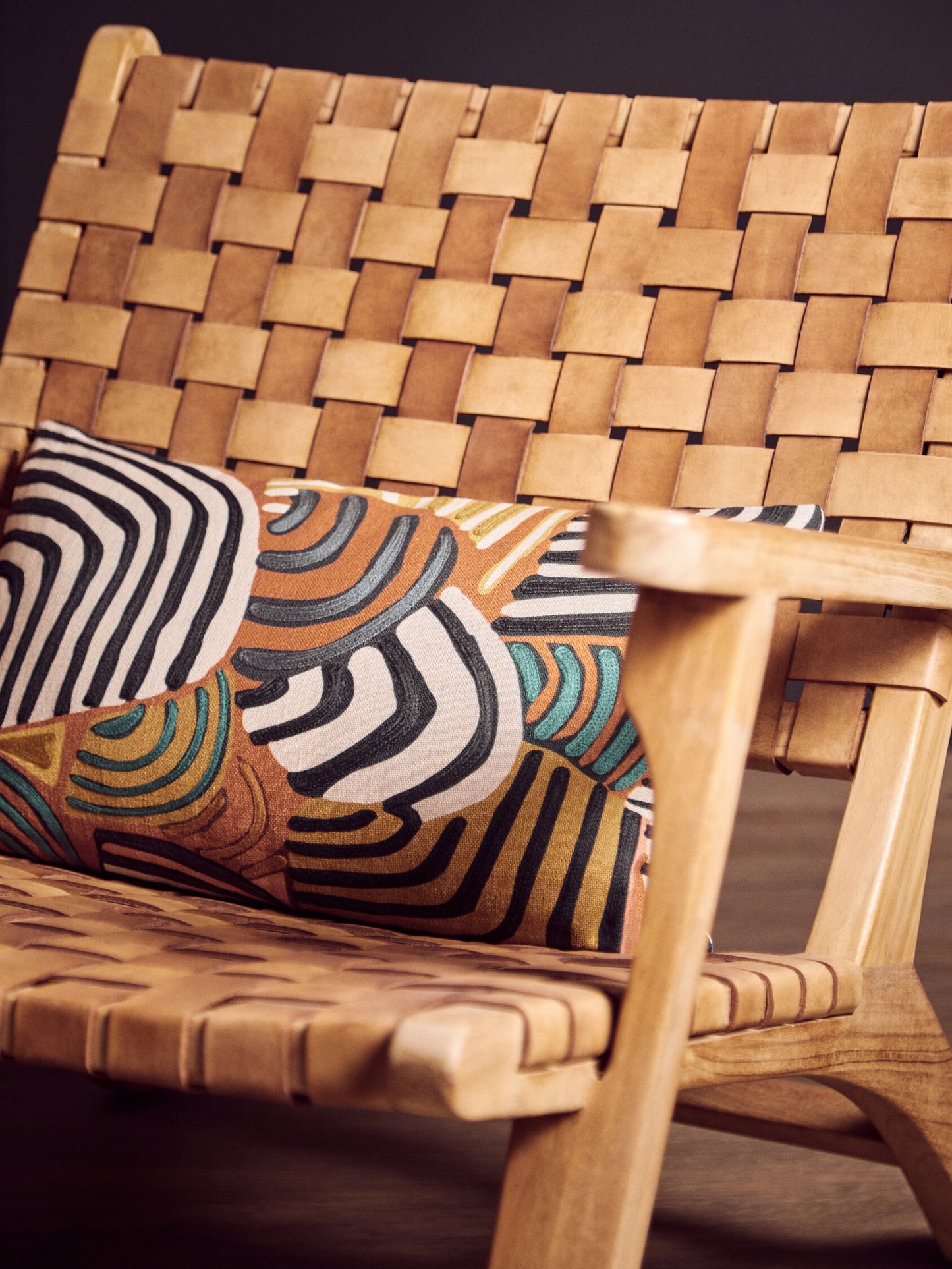 Nomad Ozella Multi Colour Abstract Swirl Rectangular Cushion | Bali & Blue
