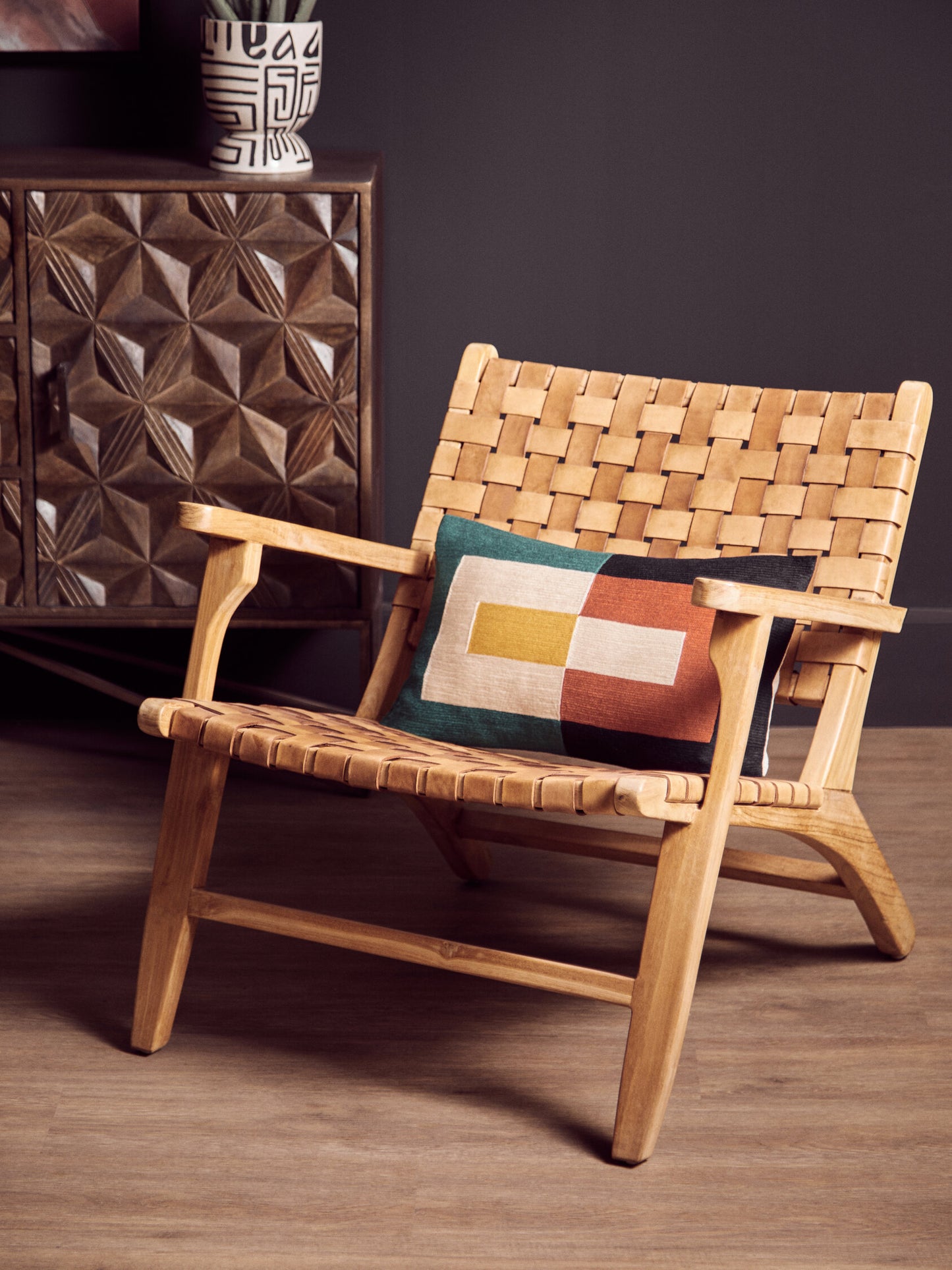 The Edit Multi Coloured Rectangular Cushion