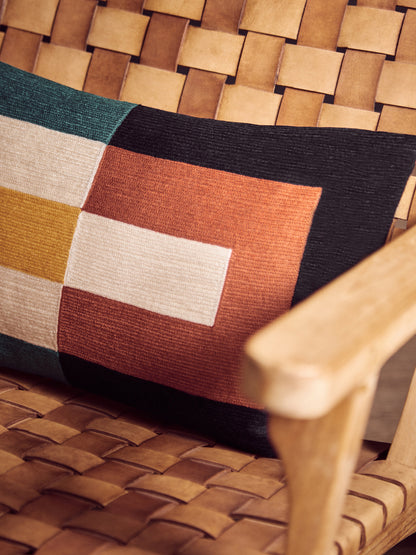 The Edit Multi Coloured Rectangular Cushion | Bali & Blue