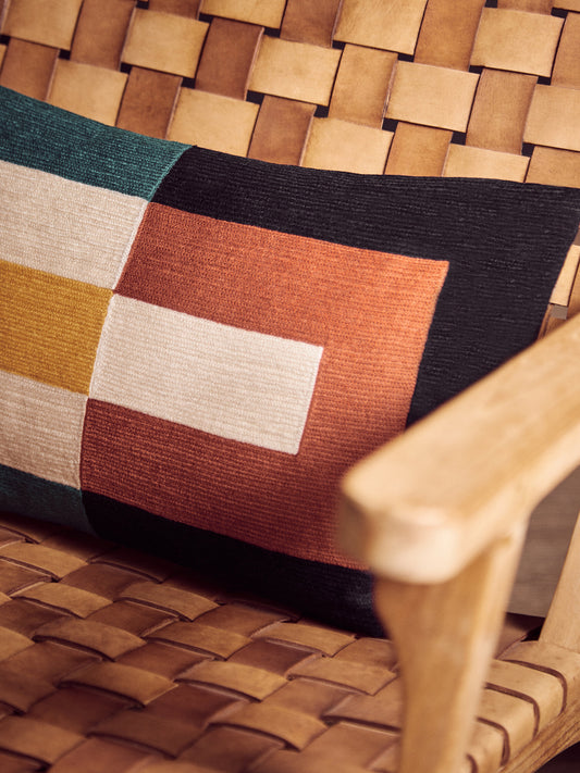 The Edit Multi Coloured Rectangular Cushion | Bali & Blue