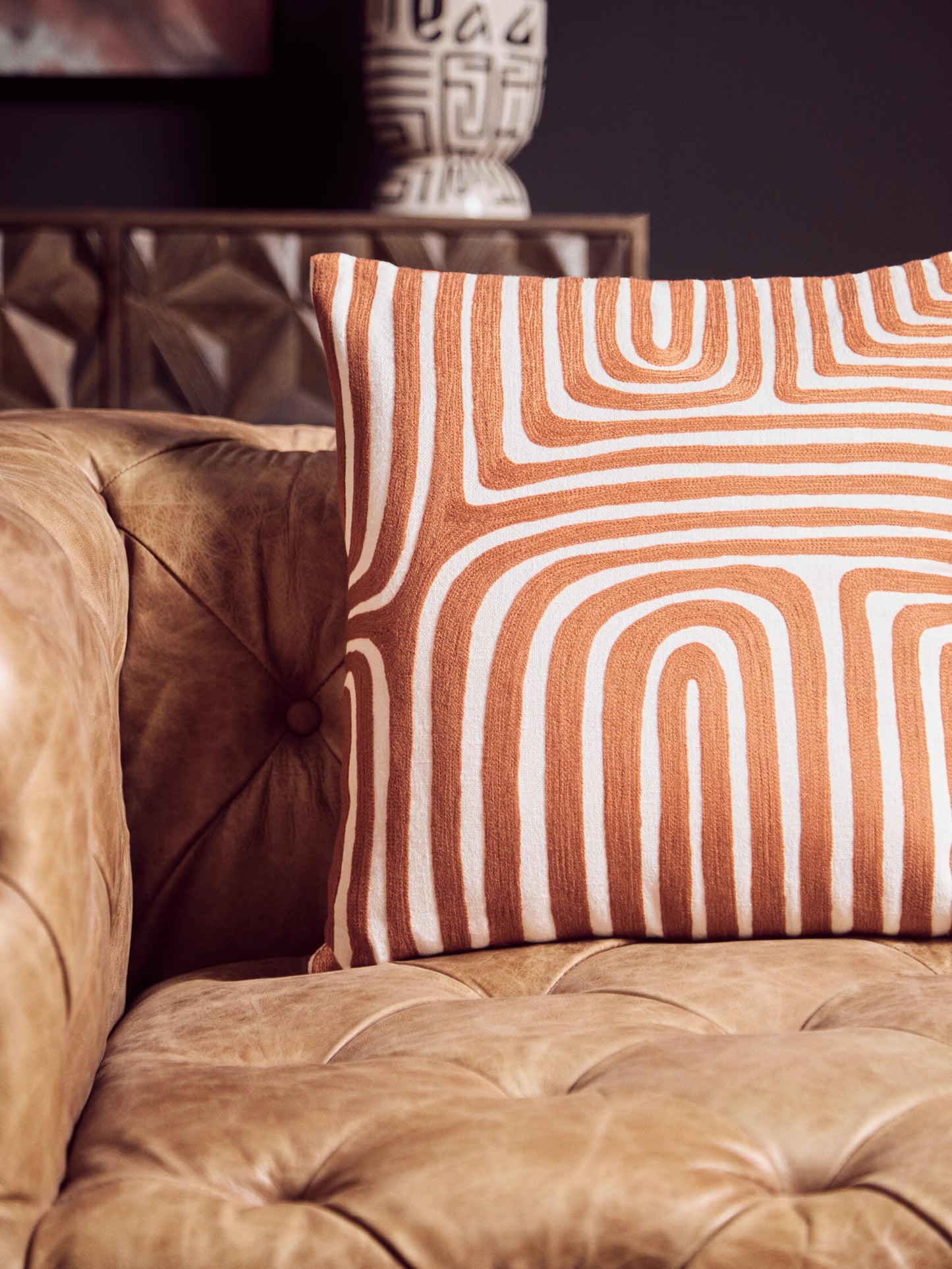 The Edit Rust White Decorative Cushion