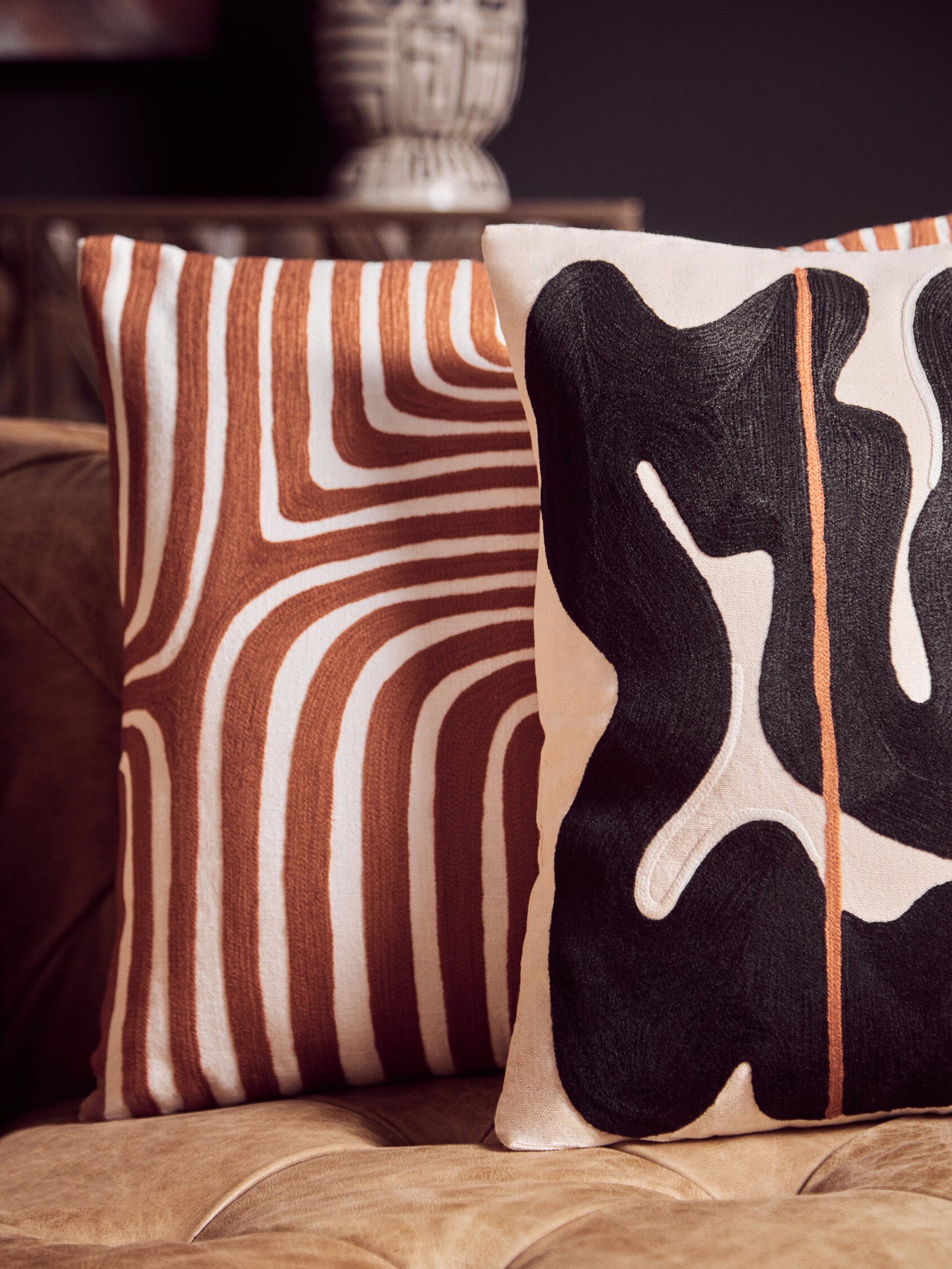 The Edit Rust White Decorative Cushion