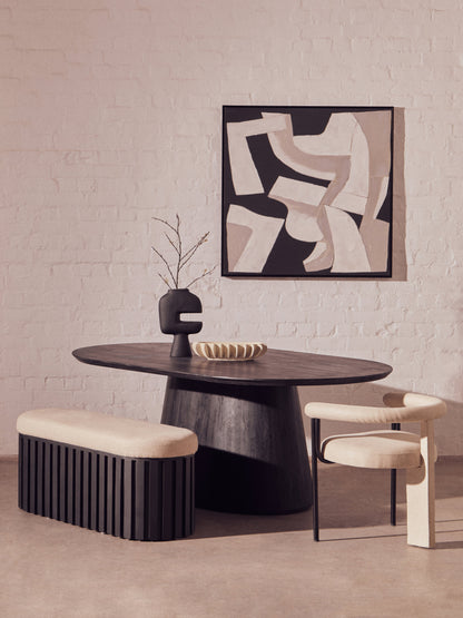 Napoli Cream Textured Linen Dining Chair with Black Metal Frame