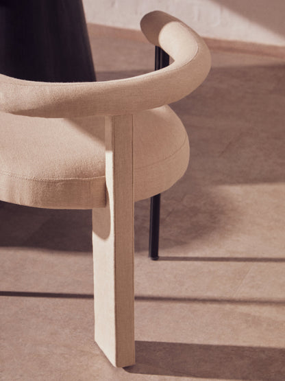 Napoli Cream Textured Linen Dining Chair with Black Metal Frame