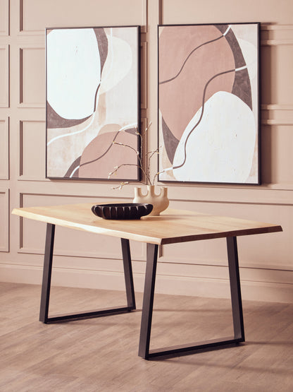 Milan Mango Wood Live Edge Black Metal legs Dining Table