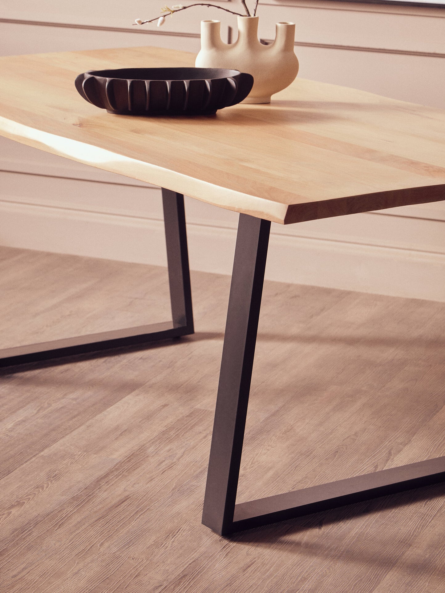 Milan Mango Wood Live Edge Black Metal legs Dining Table