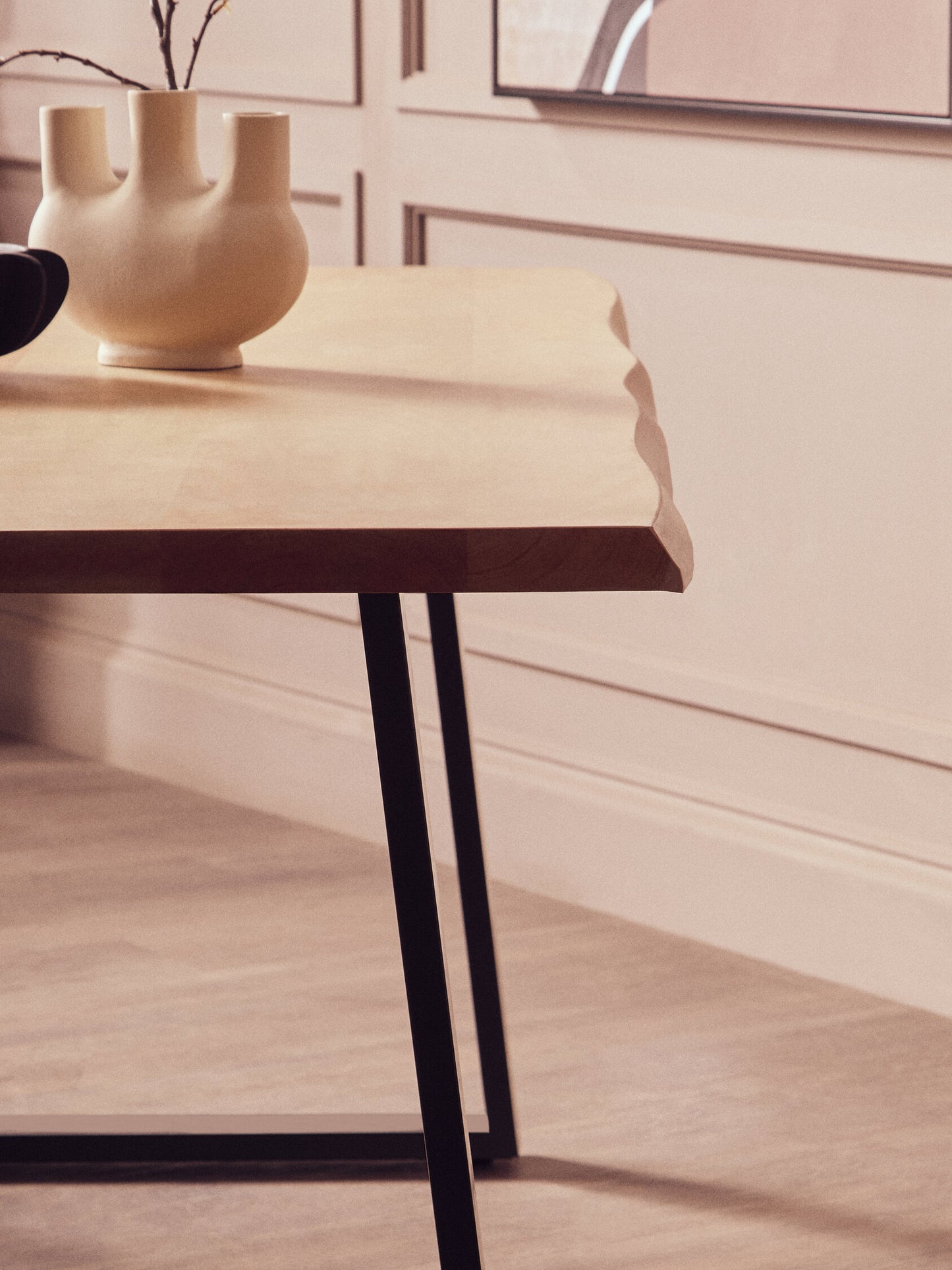 Milan Mango Wood Live Edge Black Metal legs Dining Table