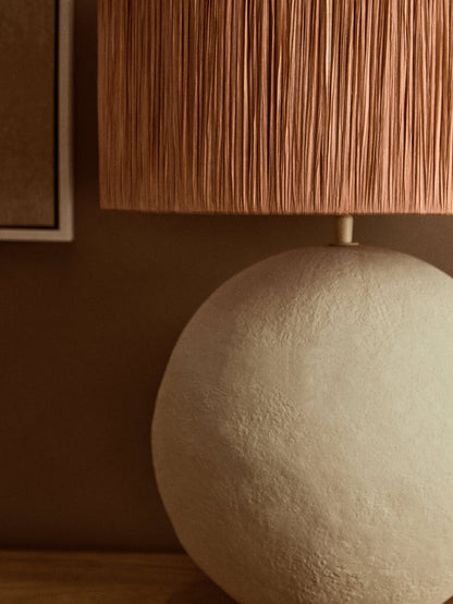 Penelope Natural Papier Mache Rust Raffia Table Lamp