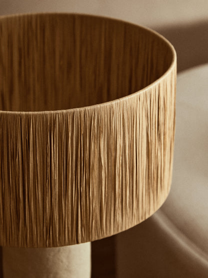 Mono Natural Papier Mache Table Lamp with Natural Raffia Shade
