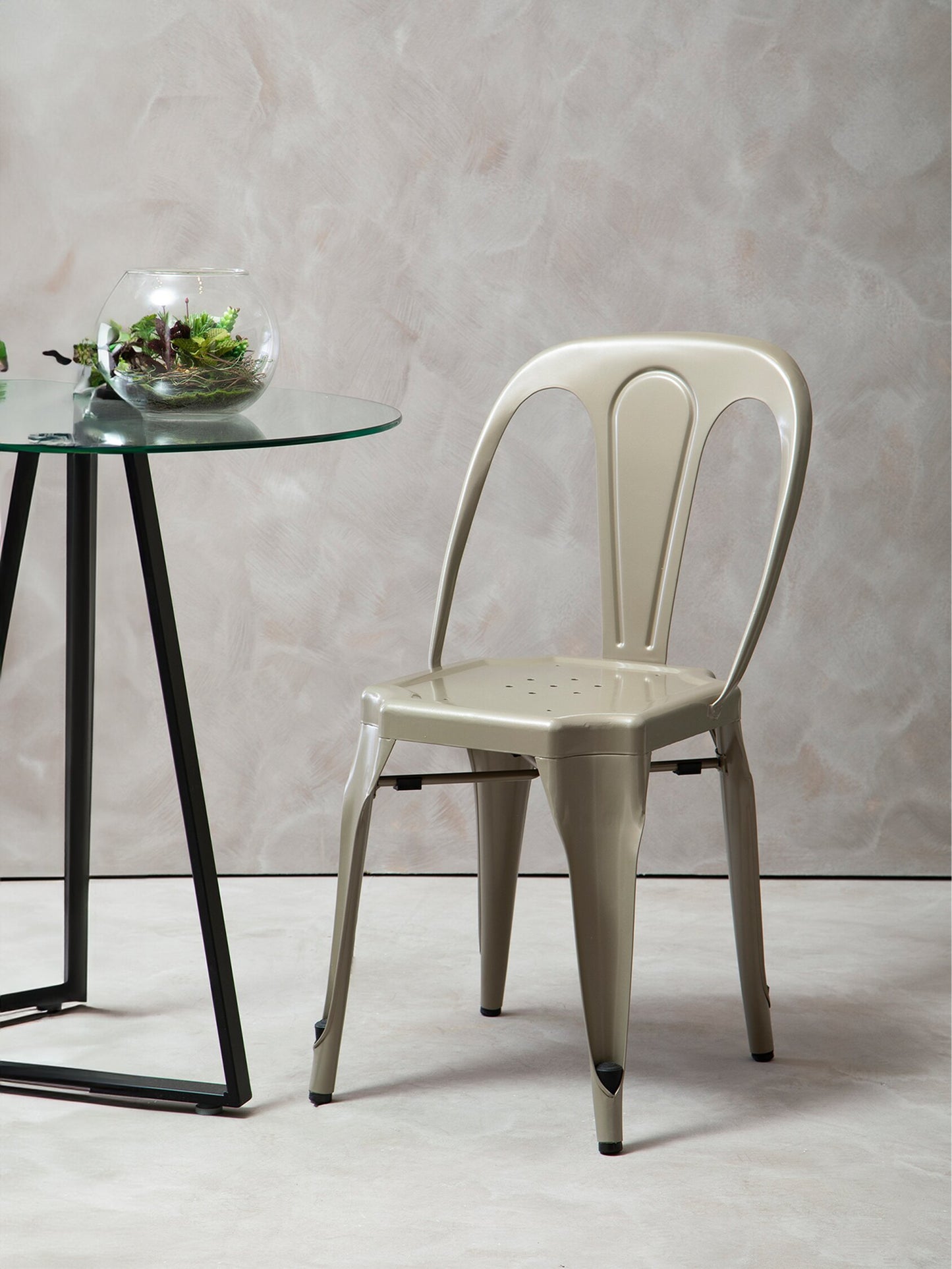 Industrial Champagne Industrial Metal Dining Chair