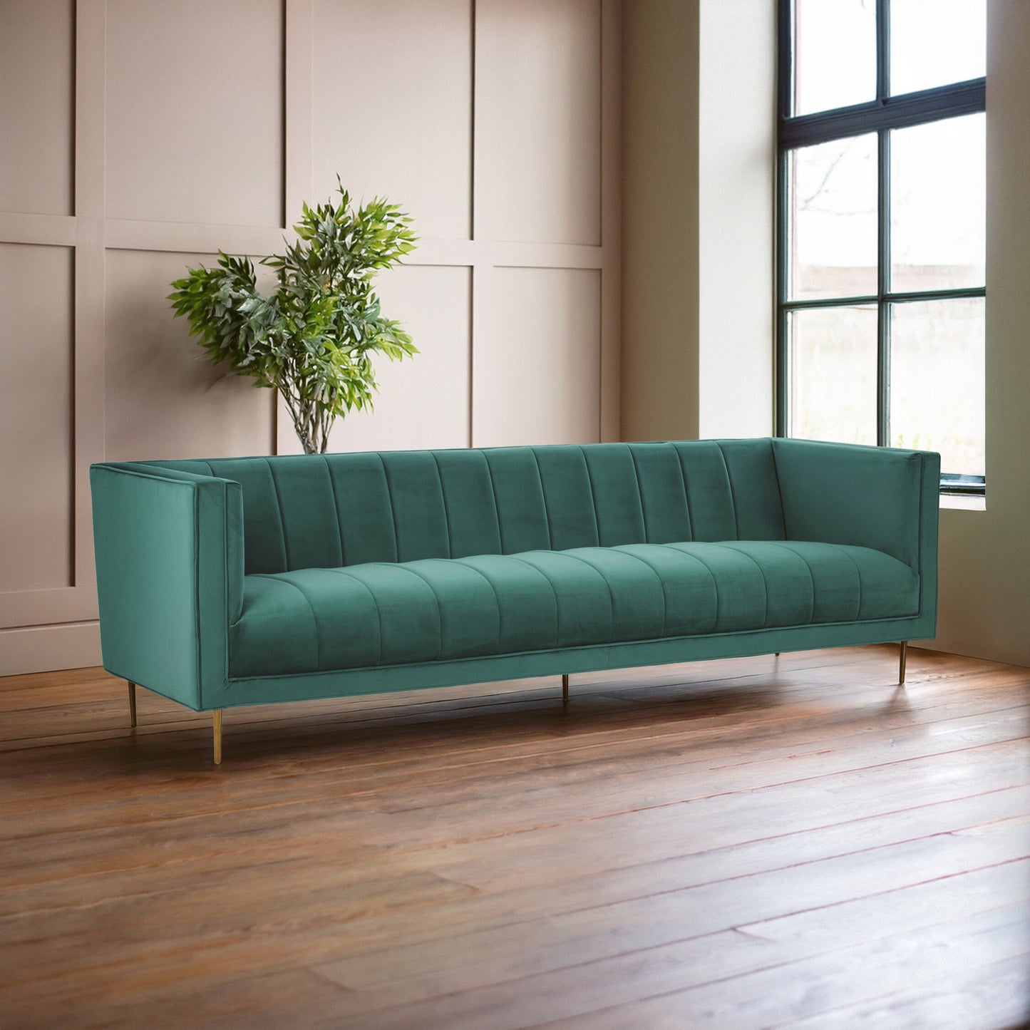 Renee Green Velvet 3 Seater Sofa