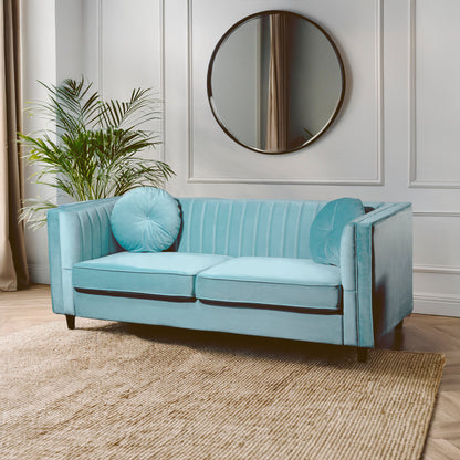 Faith Pastel Green Three Seater Velvet Sofa