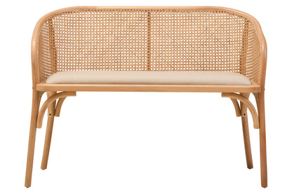 Fiji Natural Cane and Beech Wood Bench Seat with Backrest