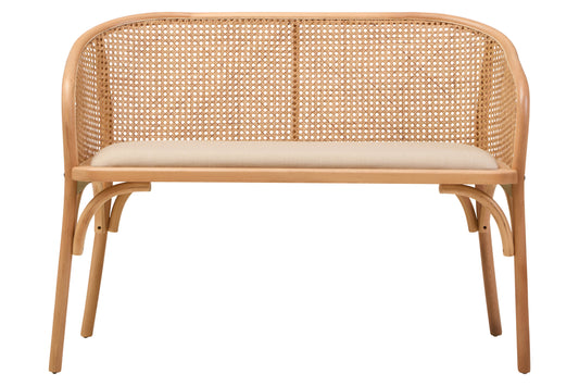 Fiji Natural Cane and Beech Wood Bench Seat with Backrest