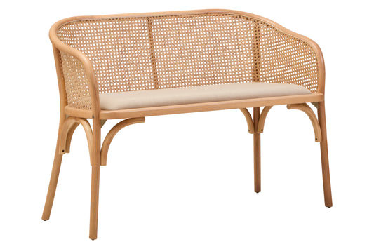 Fiji Natural Cane and Beech Wood Bench Seat with Backrest