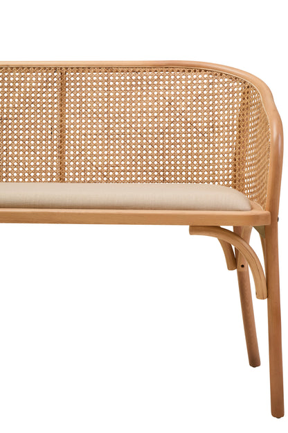Fiji Natural Cane and Beech Wood Bench Seat with Backrest