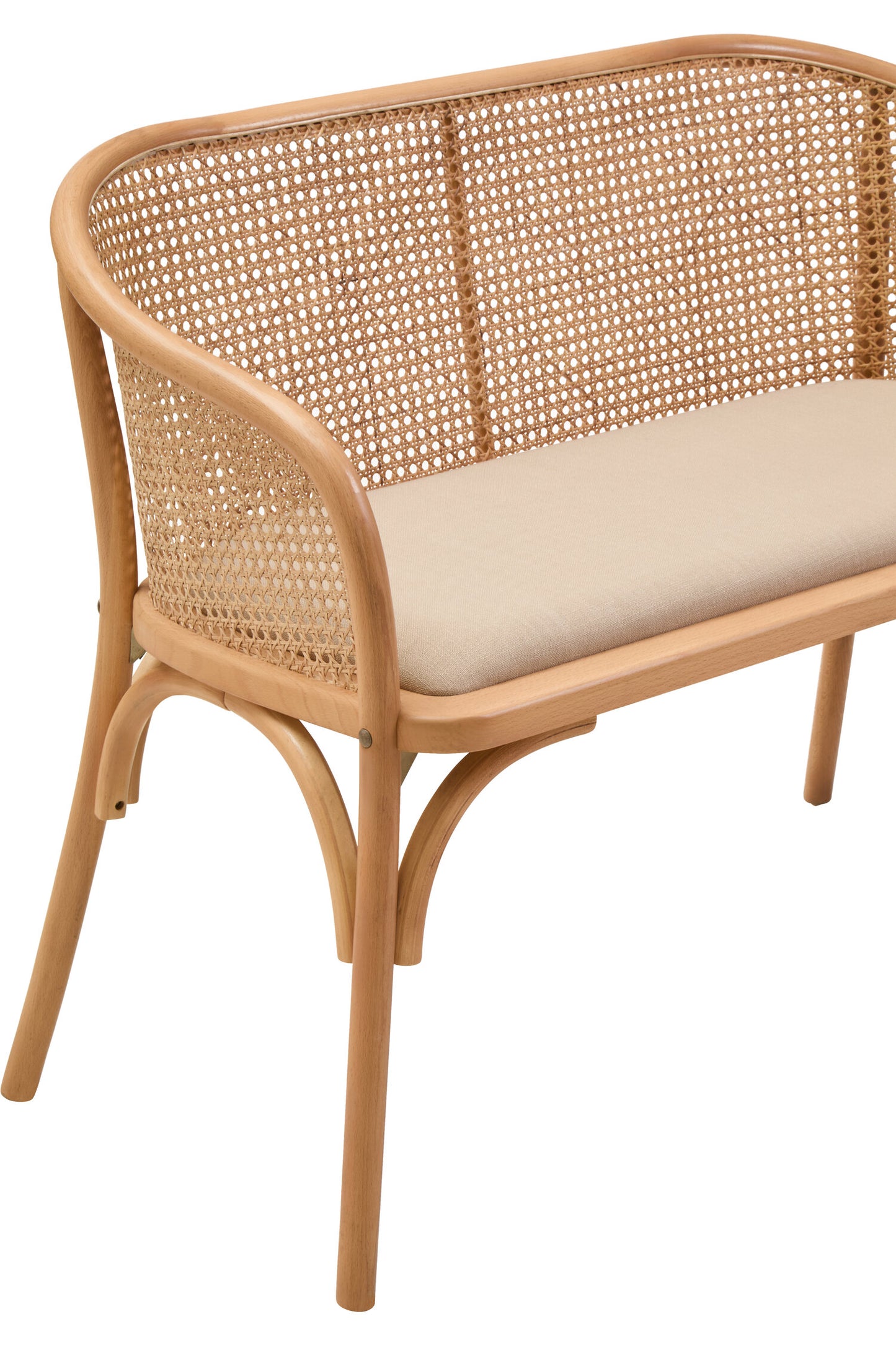 Fiji Natural Cane and Beech Wood Bench Seat with Backrest