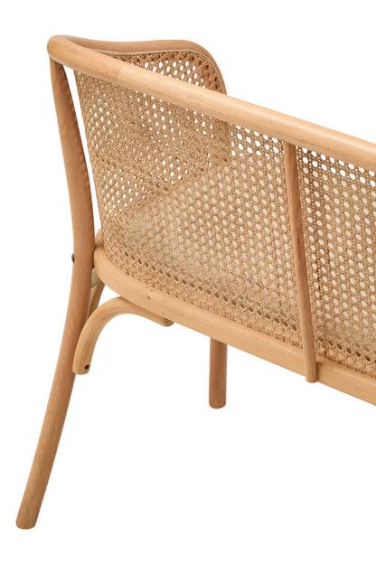 Fiji Natural Cane and Beech Wood Bench Seat with Backrest