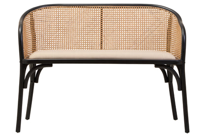 Fiji Natural Cane Bench Seat with Black Beech Wood Frame