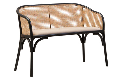 Fiji Natural Cane Bench Seat with Black Beech Wood Frame