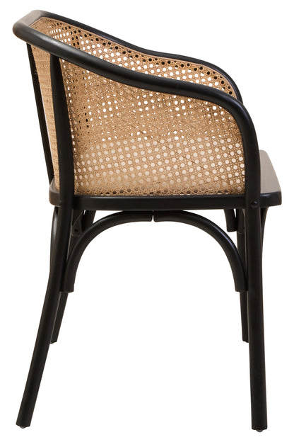 Fiji Natural Cane Bench Seat with Black Beech Wood Frame