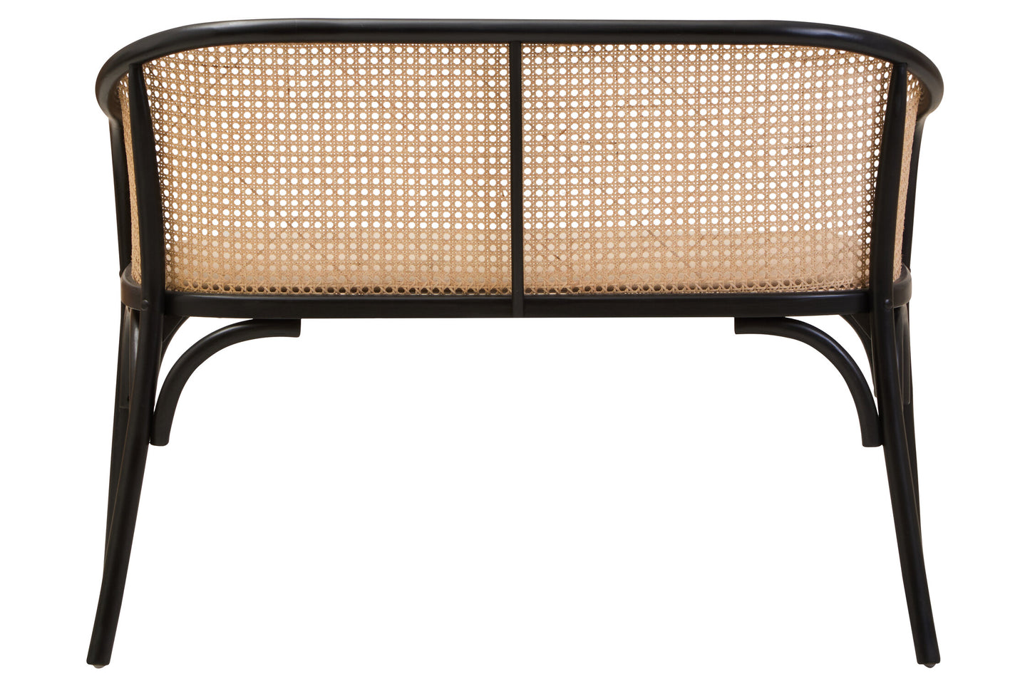 Fiji Natural Cane Bench Seat with Black Beech Wood Frame
