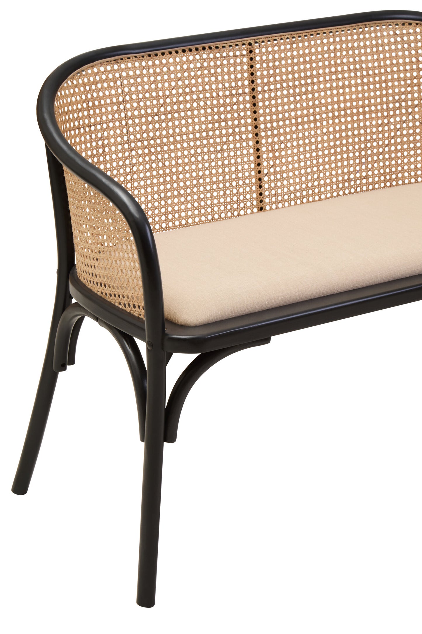 Fiji Natural Cane Bench Seat with Black Beech Wood Frame