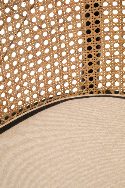 Fiji Natural Cane Bench Seat with Black Beech Wood Frame