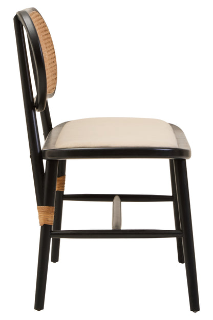 Fiji Natural Cane Bench Seat with Black Elm Wood Frame