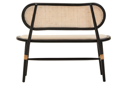 Fiji Natural Cane Bench Seat with Black Elm Wood Frame
