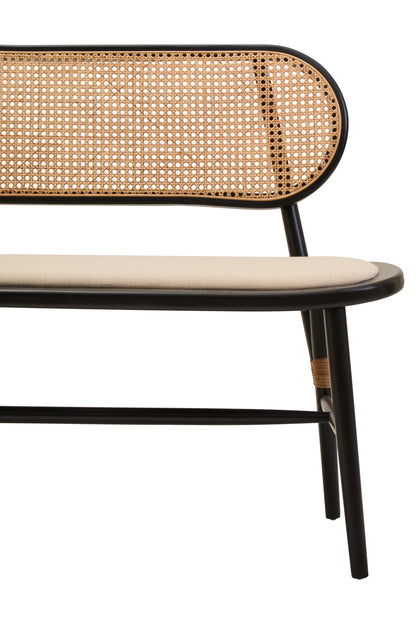 Fiji Natural Cane Bench Seat with Black Elm Wood Frame