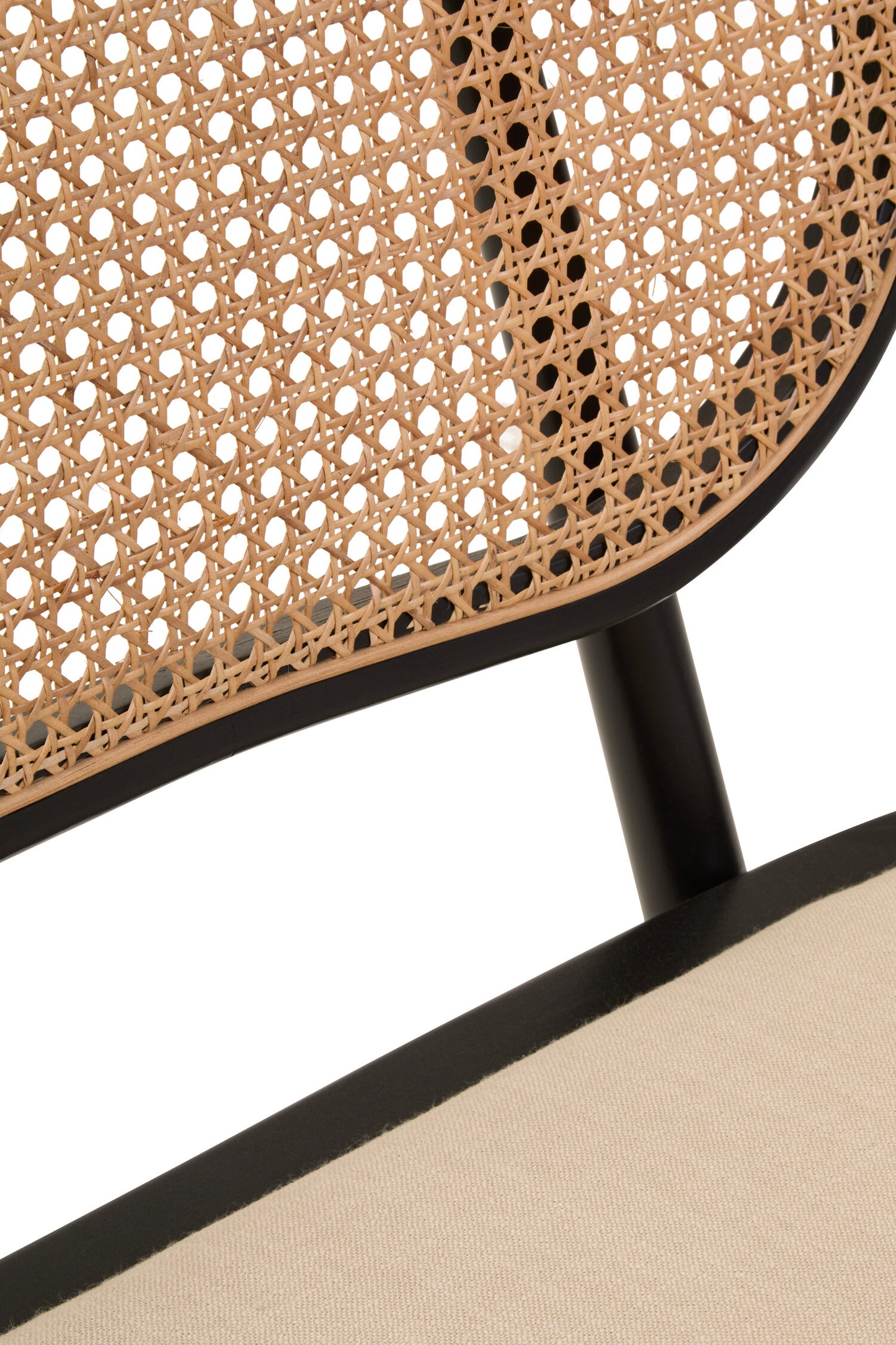 Fiji Natural Cane Bench Seat with Black Elm Wood Frame
