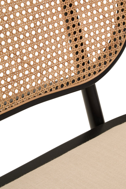 Fiji Natural Cane Bench Seat with Black Elm Wood Frame