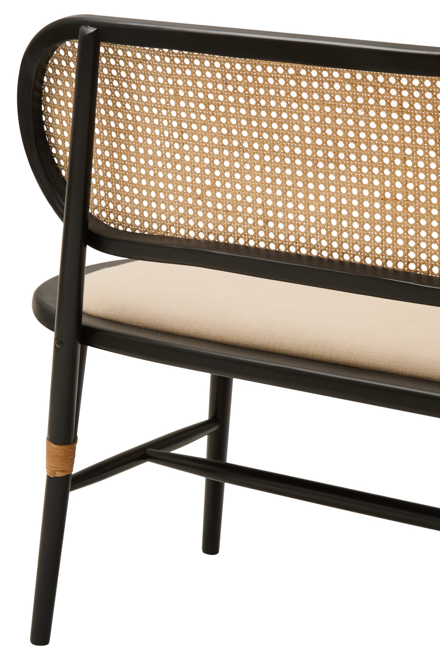 Fiji Natural Cane Bench Seat with Black Elm Wood Frame