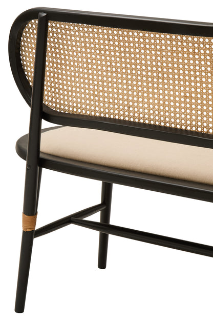 Fiji Natural Cane Bench Seat with Black Elm Wood Frame