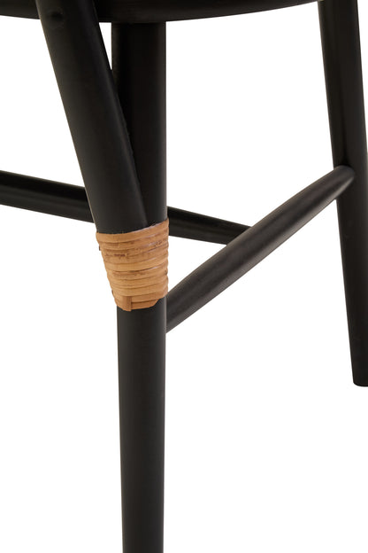 Fiji Natural Cane Bench Seat with Black Elm Wood Frame
