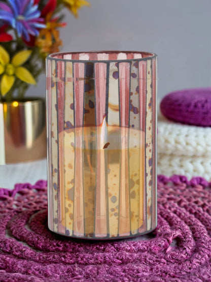 Luxe Decor Large Pink Antique Glass Candle Holder