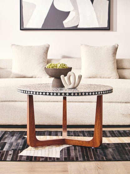 Lana Mother of Pearl Round Floral Coffee Table