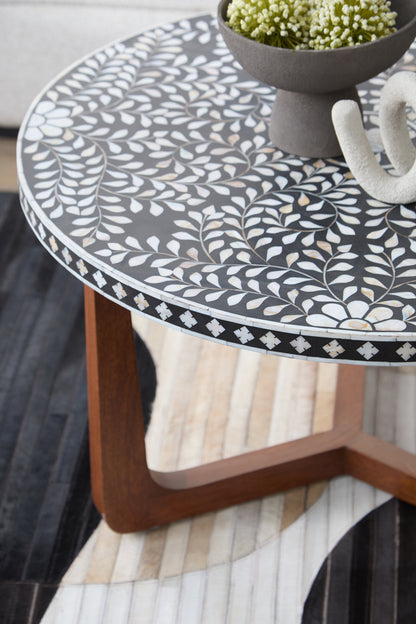 Lana Mother of Pearl Round Floral Coffee Table