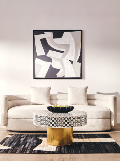 Lana Round Bone Inlay Coffee Table with Gold Base