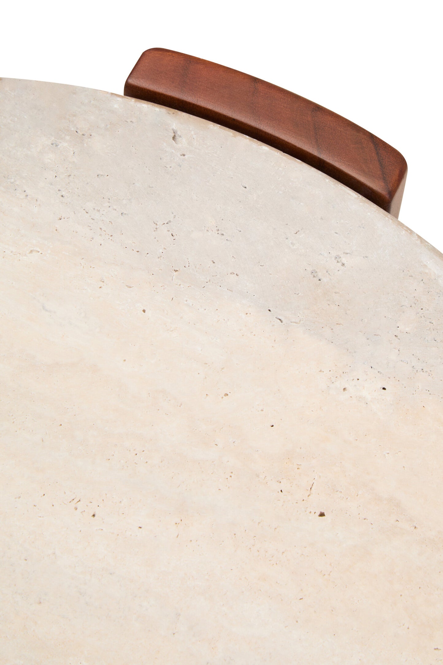 Sorrento Travertine Acacia Wood Round Side Table