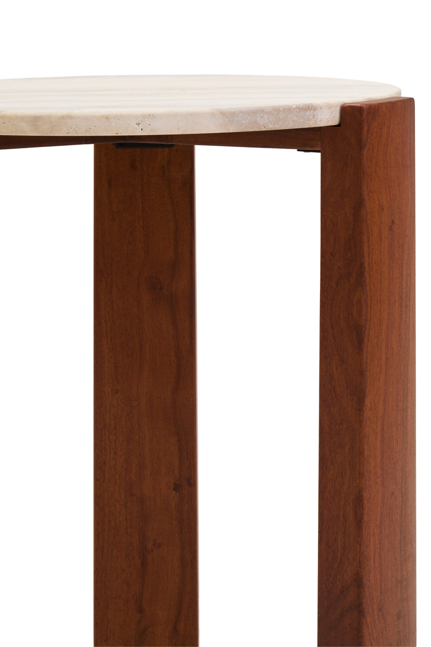 Sorrento Travertine Acacia Wood Round Side Table
